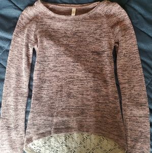 Xhilaration XS Long Sleeve Shirt with Lace Hem